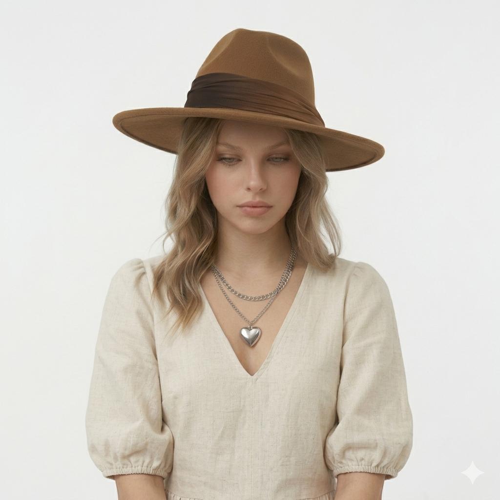 Chapeau camel à bande velours KAHL Paris